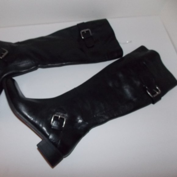 Nine West women's black leather boots size 5.5M - Picture 1 of 8